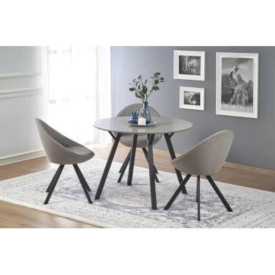 ROUND TABLE BARLOG, TOP - LIGHT GRAY, LEGS - BLACK